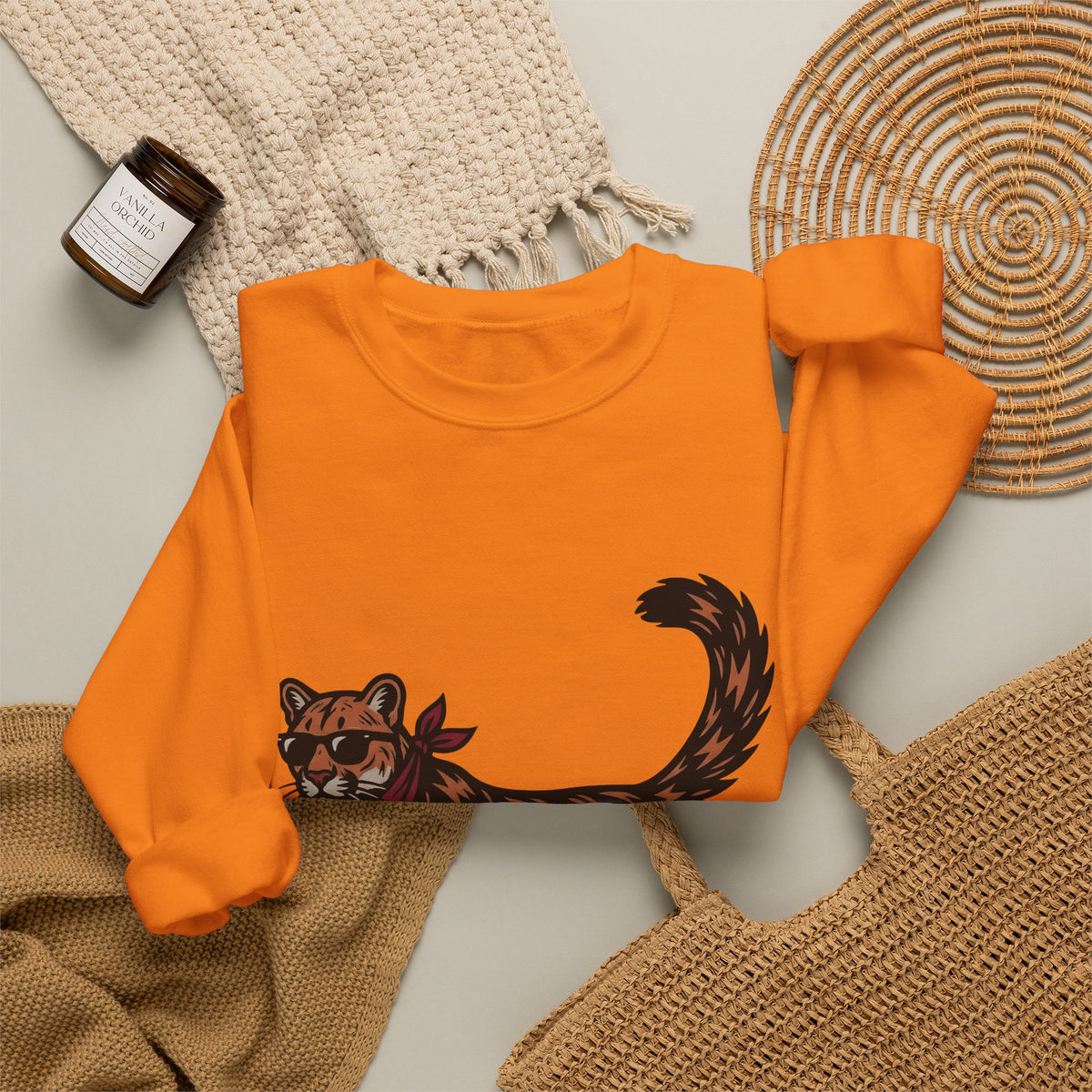 Pussycat Kerchief Sweatshirt Cowgirl Creatures Gift Women Striking Sweatshirt Cat Bandana Sweatshirt Rodeo Fan Vintage Graphic Sweatshirt Nostalgic Eyewear