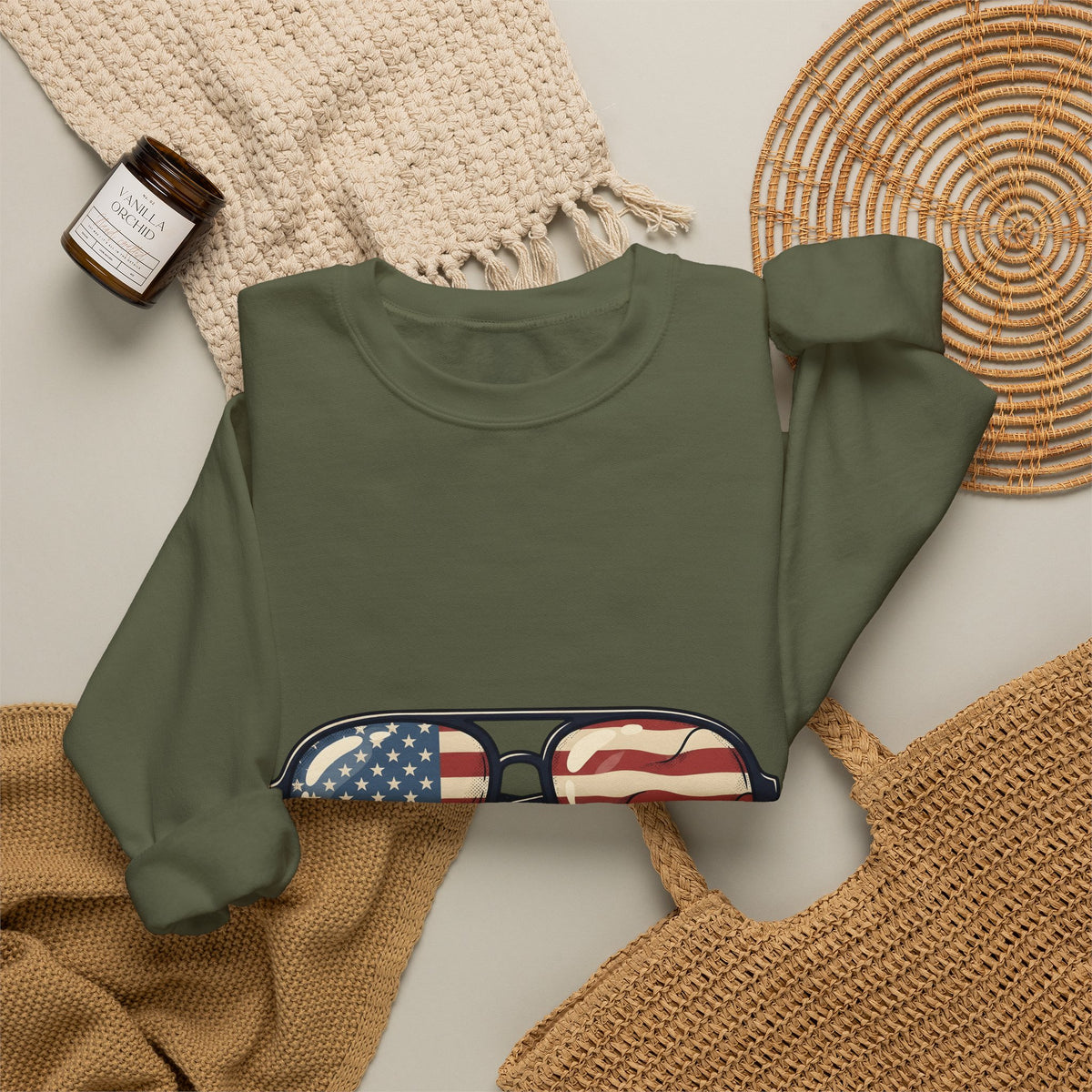 Sunglass Aviators Sweatshirt 4th Of July Freedom Gift Women Hand Drawn Sweatshirt Shades Sweatshirt Independence Day Fan Illustrated Sweatshirt Liberty Graphic