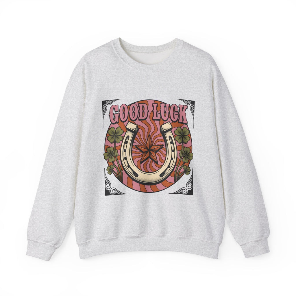 Star Horseshoe Sweatshirt Cowgirl Ranch Gift Women Old School Sweatshirt Horseshoe Sweatshirt Cowboy Fan Rodeo Sweatshirt Farm Design Hand Drawn Four Leaf