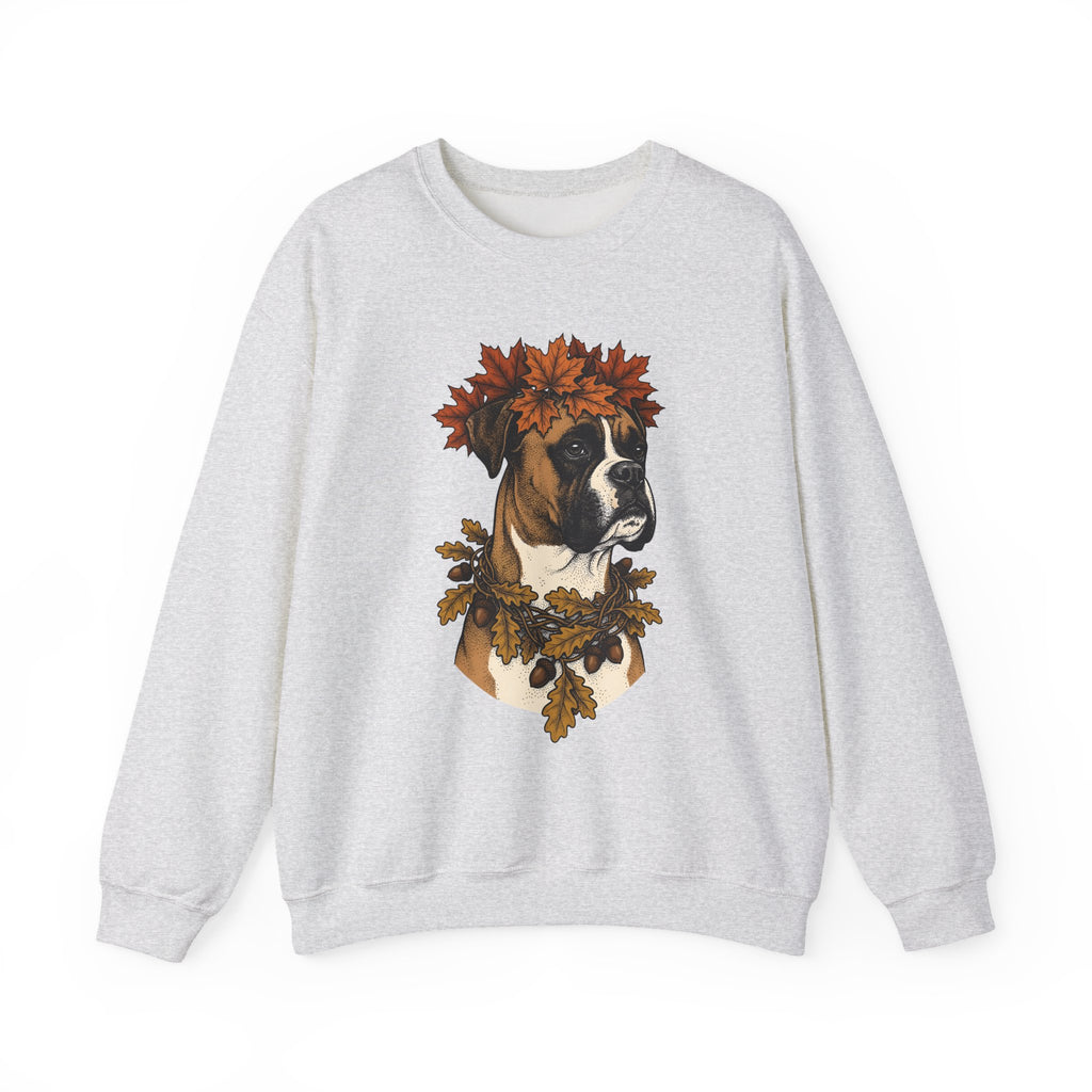 Boxer Puppy Sweatshirt Dog Autumn Gift Women Retro Sweatshirt Puppy Sweatshirt Dog Fan Pup Sweatshirt Fall Graphic Sketch Fall Leaves Sweatshirt