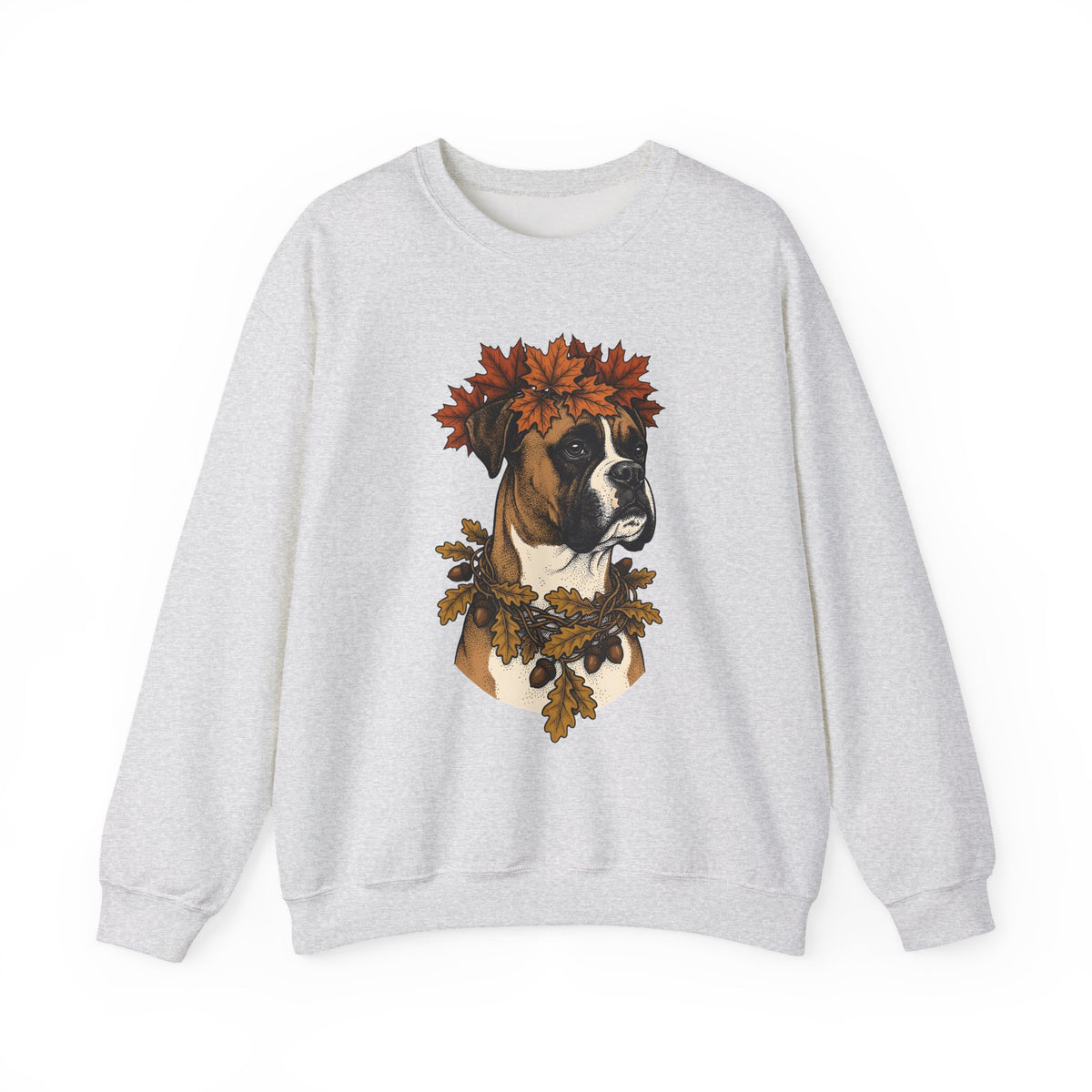 Boxer Puppy Sweatshirt Dog Autumn Gift Women Retro Sweatshirt Puppy Sweatshirt Dog Fan Pup Sweatshirt Fall Graphic Sketch Fall Leaves Sweatshirt