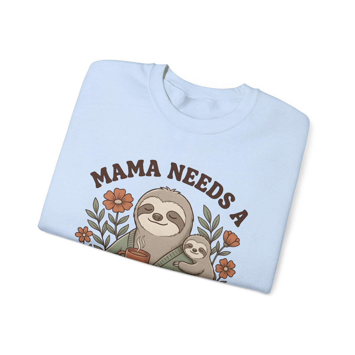 Sloth Mother Moms Espresso Gift Kawaii Sloth Mom Enthusiast Cute Coffee Sketch Blossoms Sweatshirt