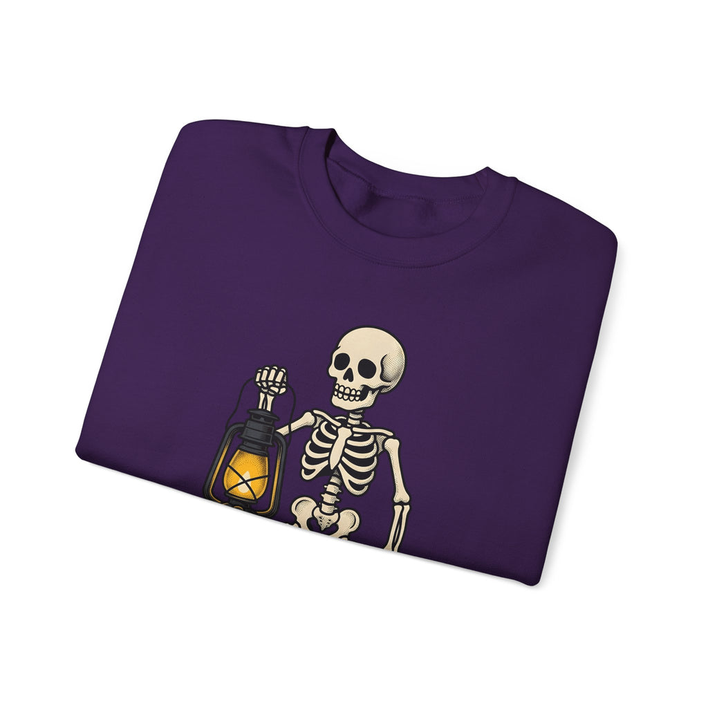 Skeleton Lantern Halloween Spooky Gift Vintage Jack O Lantern Horror Fan Creepy Hand Drawn Sweatshirt