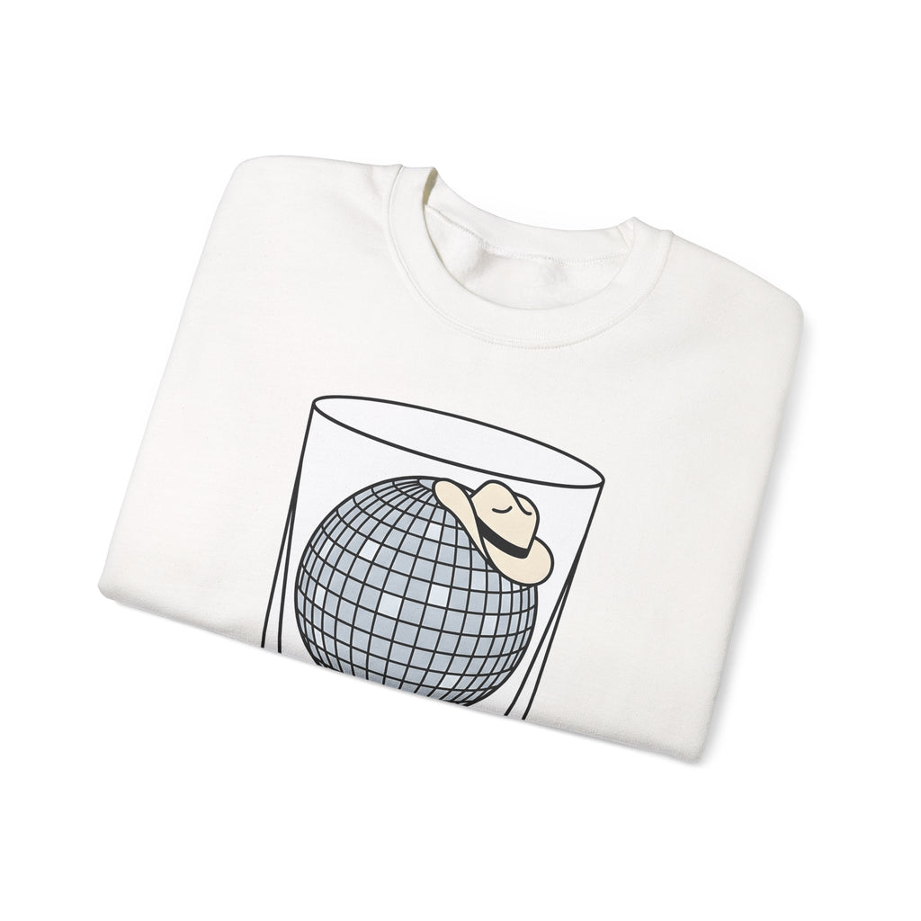 Disco Ball Glass Sweatshirt Cowgirl Festivity Gift Women Cartoon Sweatshirt Mirror Ball Sweatshirt Rodeo Fan Comic Sweatshirt Party Graphic Hand Drawn Cowboy