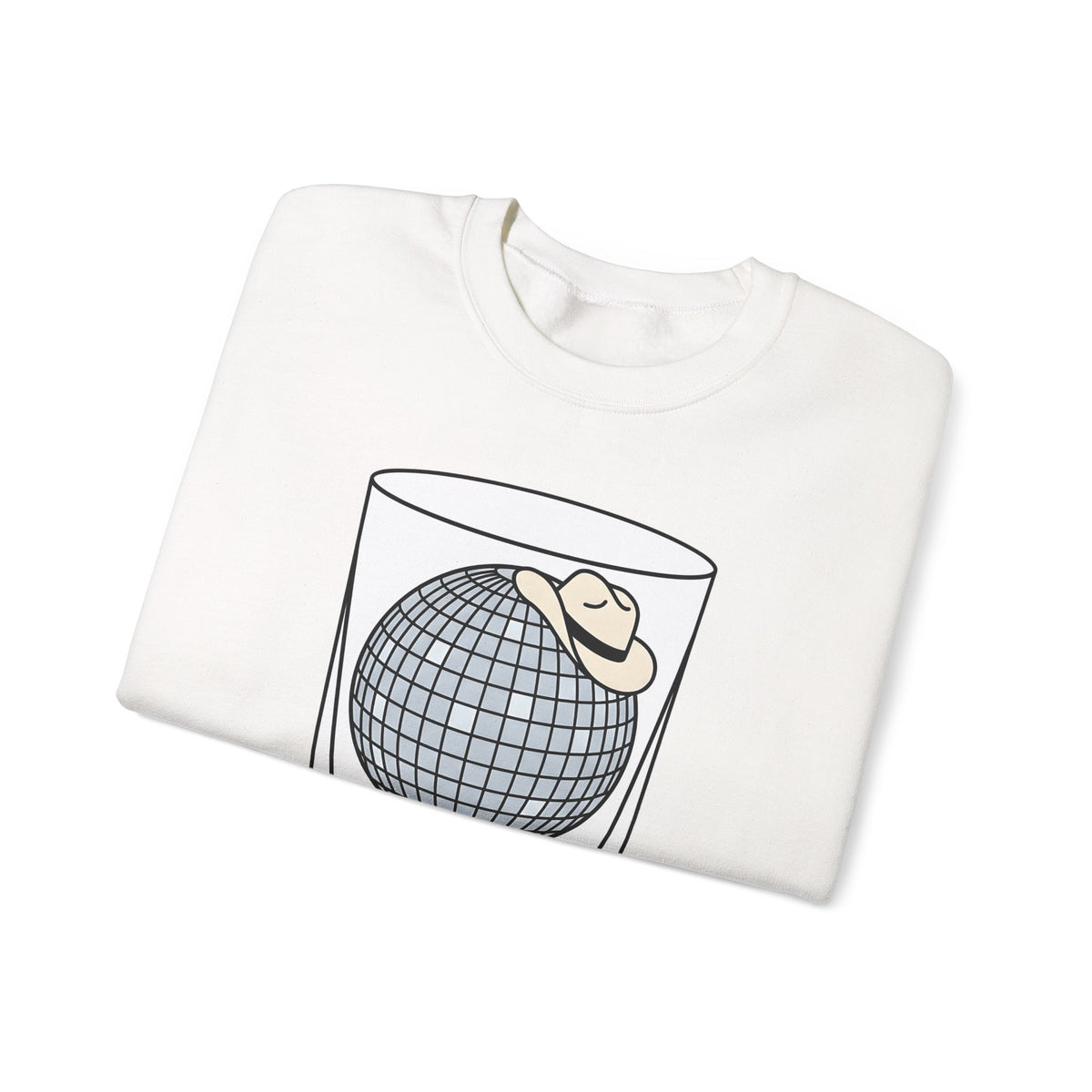 Disco Ball Glass Sweatshirt Cowgirl Festivity Gift Women Cartoon Sweatshirt Mirror Ball Sweatshirt Rodeo Fan Comic Sweatshirt Party Graphic Hand Drawn Cowboy
