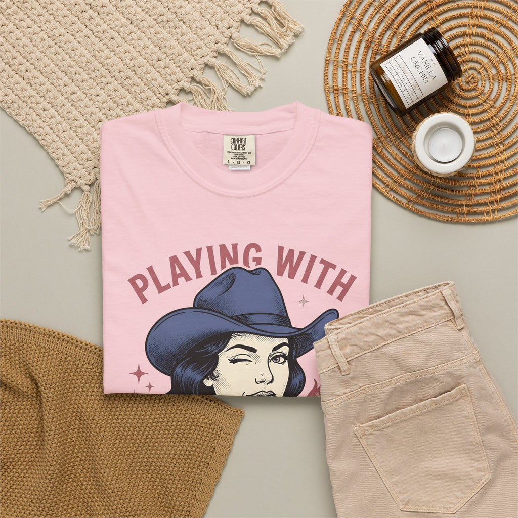 Cowgirl Portrait Cowgirl Western Gift Vintage Cowboy Rodeo Fan Rustic Retro Matchstick T-Shirt