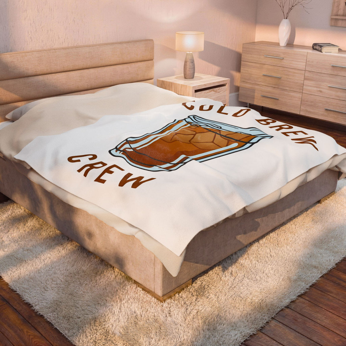 Iced Coffee Cup Blanket Coffee Cuisine Gift Women Modern Blanket Cold Brew Blanket Coffee Fan Contemporary Blanket Food Graphic Sketch Ice Cubes