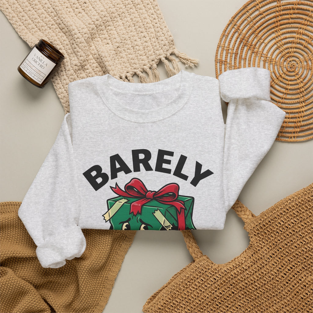 Weathered Package Sweatshirt Christmas Comedy Gift Women Animated Sweatshirt Parcel Sweatshirt Xmas Fan Cartoon Sweatshirt Humor Graphic Old School Knot Sweatshirt