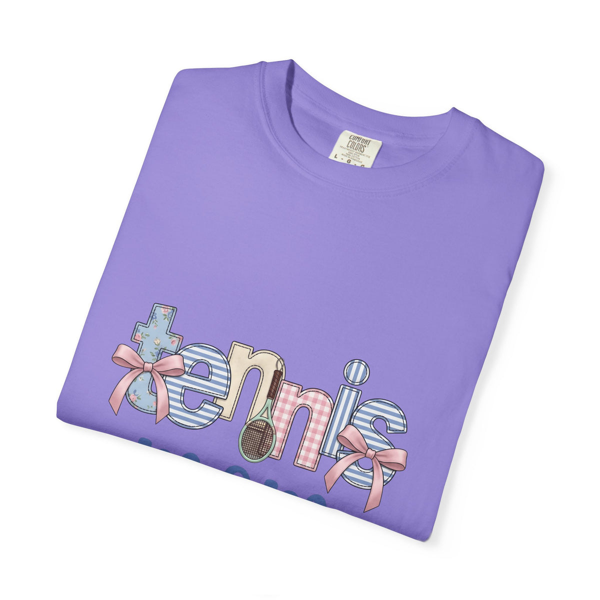 Tennis Racket T-Shirt Tennis Mom Sports Gift Women Cute T-Shirt Racquet T-Shirt Tennis Enthusiast Kawaii T-Shirt Athletic Graphic Retro Pink Bow