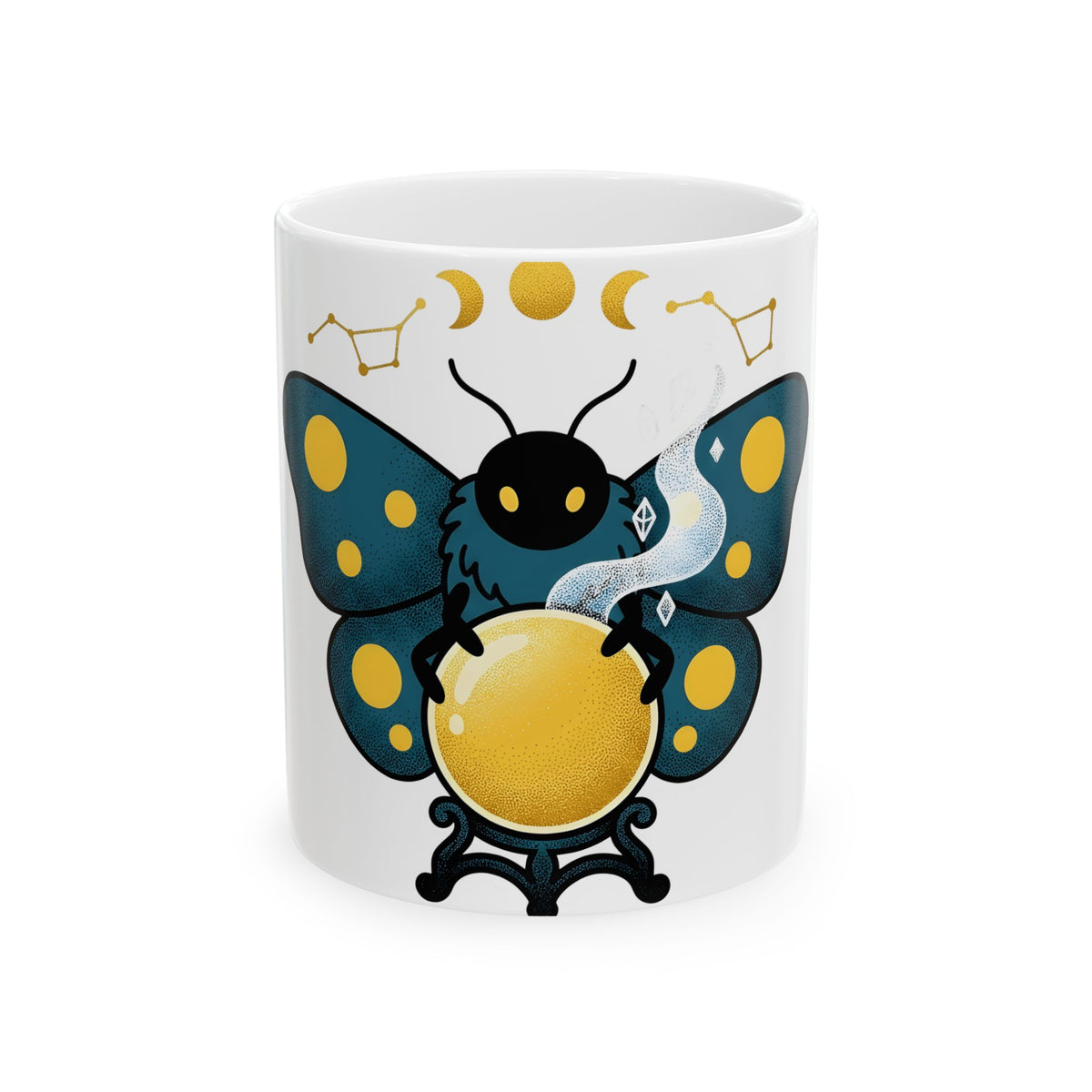 Magical Moth Mug Halloween Magic Gift Women Traditional Tattoo Mug Moth Mug Horror Fan Sailor Mug Wizard Graphic Retro Fortune Ball