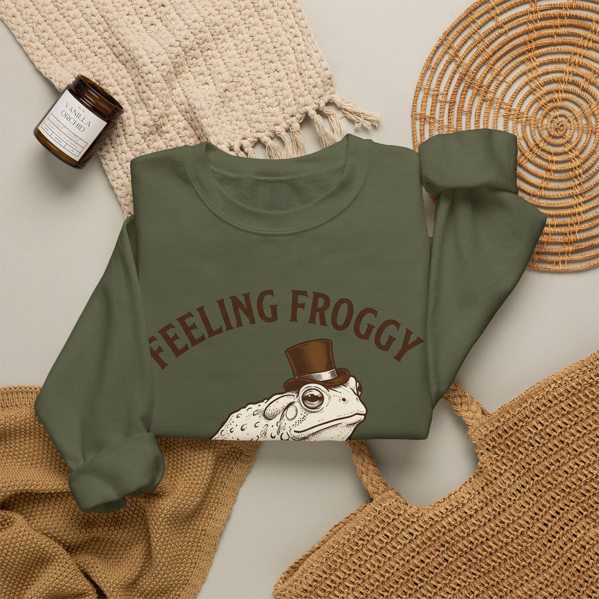 Toad Top Hat Sweatshirt Funny Animal Gift Women Vintage Sweatshirt Frog Sweatshirt Humor Fan Retro Sweatshirt Creature Graphic Hand Drawn Animal Humor Sweatshirt