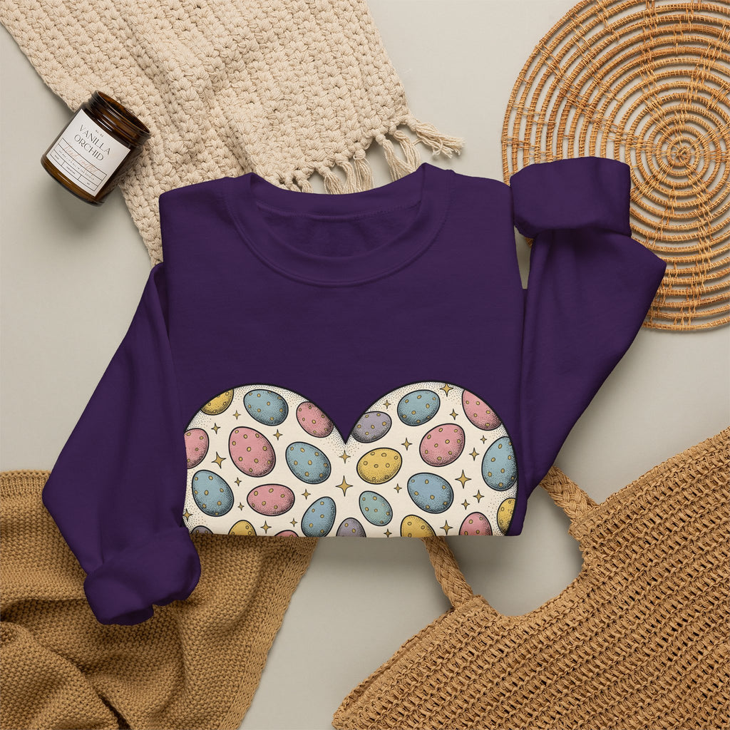 Heart Egg Sweatshirt Easter Festivity Gift Women Hand Drawn Sweatshirt Easter Egg Sweatshirt Easter Fan Hand Drawn Sweatshirt Celebration Graphic Classic