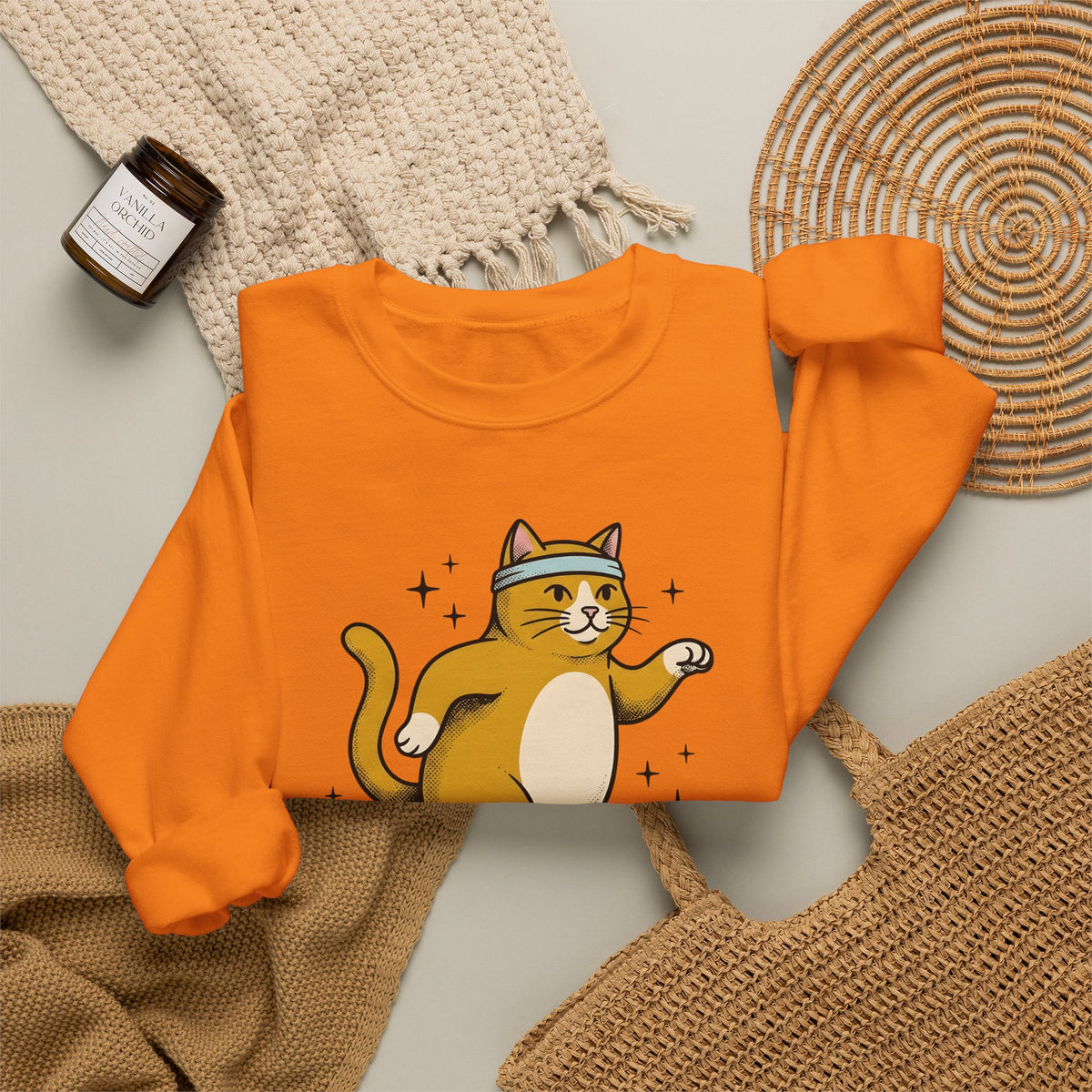 Skating Cat Sweatshirt Funny Feline Gift Women Comic Sweatshirt Cat Sweatshirt Humor Fan Cartoon Sweatshirt Kitty Graphic Vintage Sparkles Sweatshirt
