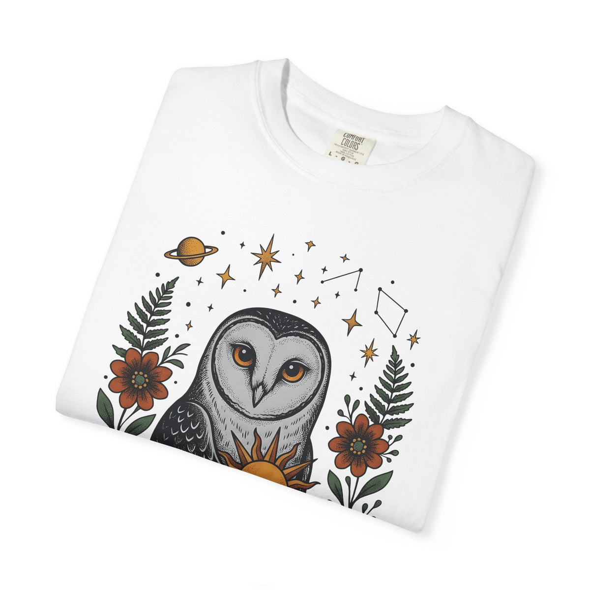Owl Sun Boho Chic Nature Gift Boho Hoot Bohemian Fan Hippie Environmental Vintage Floral T-Shirt