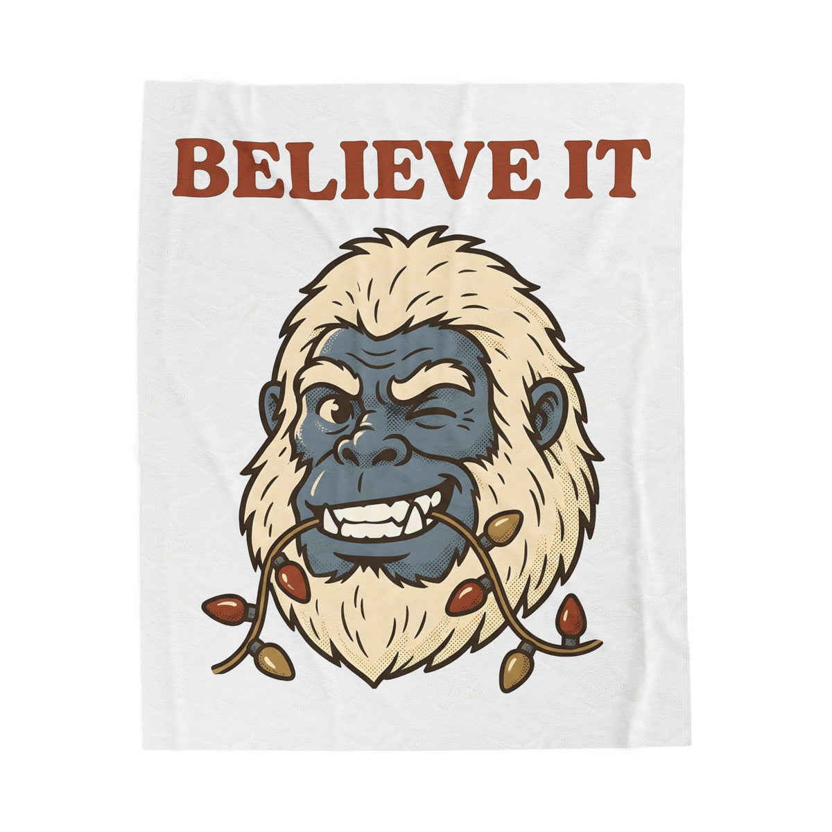 Abominable Snowman Face Blanket Christmas Jokes Gift Women Comic Blanket Yeti Blanket Xmas Fan Cartoon Blanket Pun Graphic Retro Holiday Lights