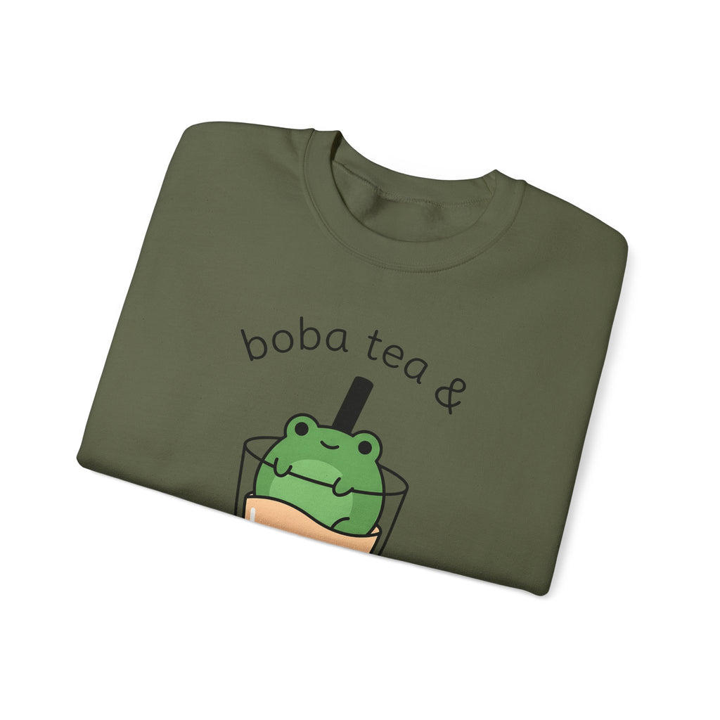 Frog Boba Drink Sweatshirt Drinks Creatures Gift Women Sweet Sweatshirt Boba Sweatshirt Beverage Fan Toad Graphic Sleek Bubble Tea Sweatshirt