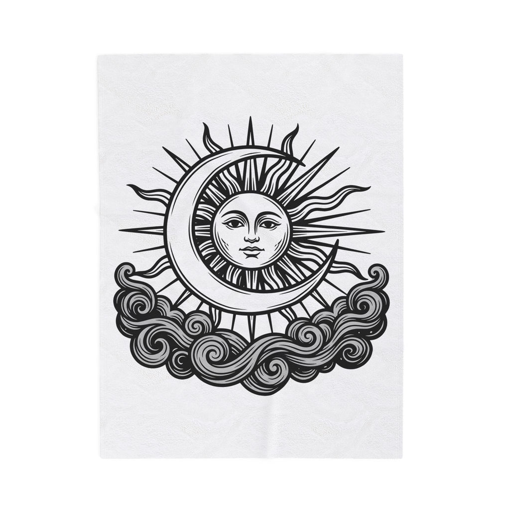 Sun Moon Boho Chic Astrology Gift Sketch Celestial Body Bohemian Enthusiast Drawing Astrology Blanket