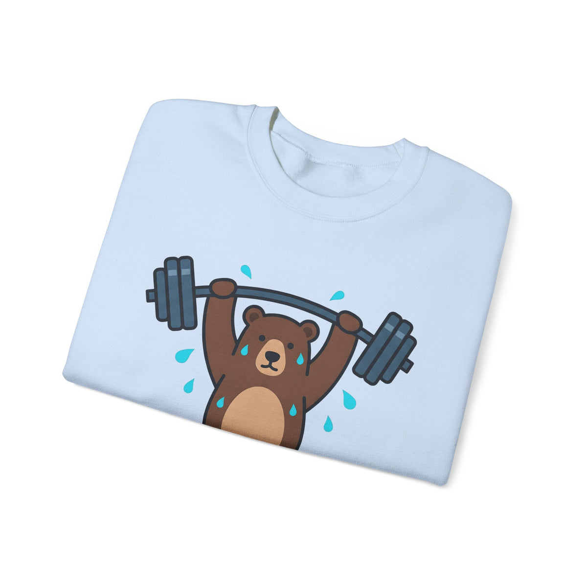 Bear Lifting Sweatshirt Fitness Workout Gift Women Comic Sweatshirt Grizzly Sweatshirt Gym Enthusiast Cartoon Sweatshirt Exercise Graphic Simple Weights Sweatshirt