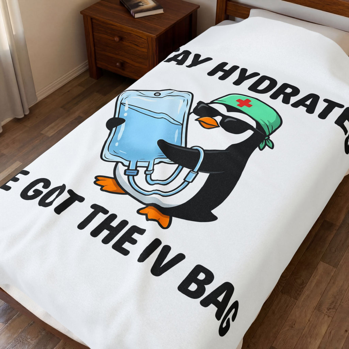Penguin Nurse Blanket Nurses Creatures Gift Women Chibi Blanket Nurse Blanket Nursing Enthusiast Cartoon Blanket Animal Graphic Line Art Infusion