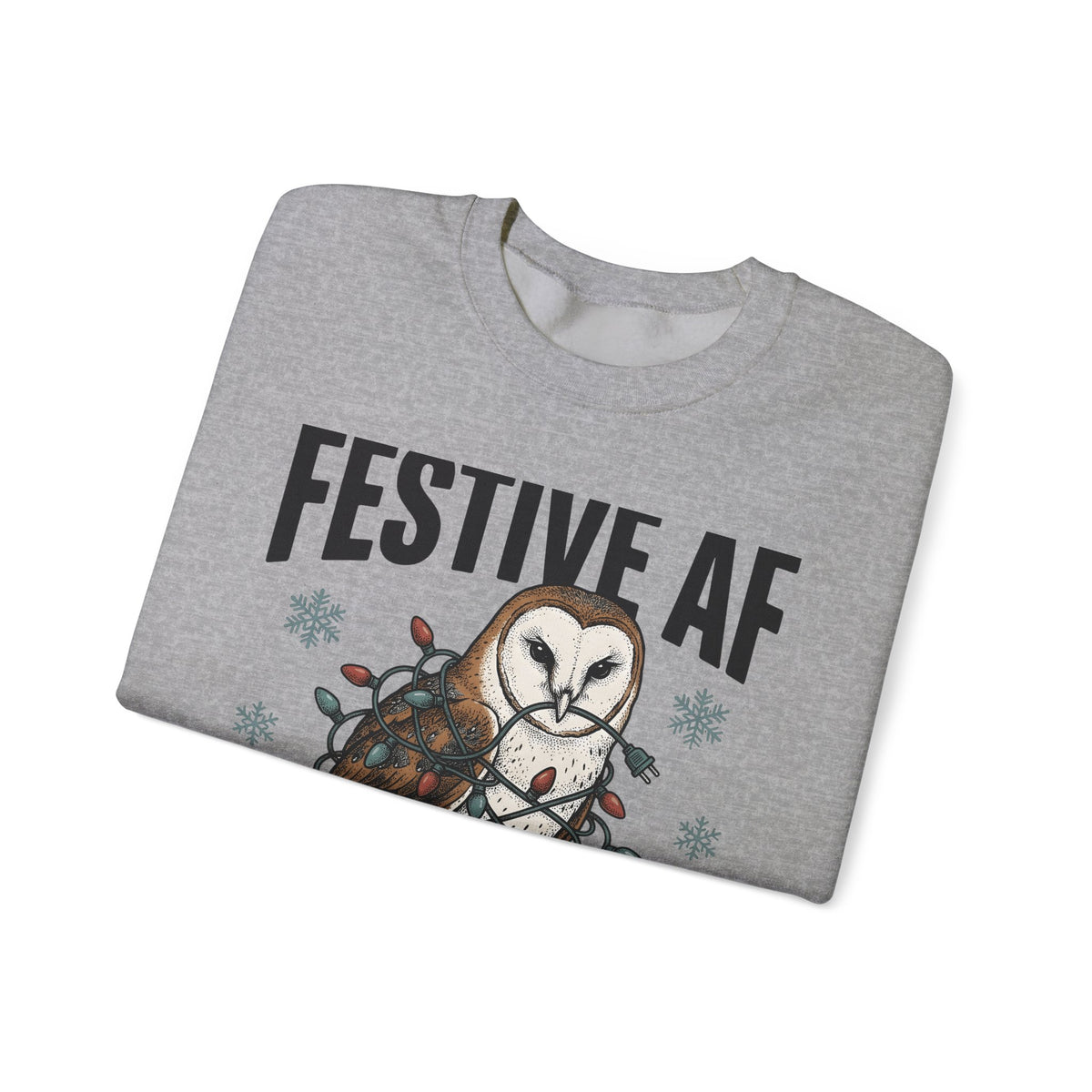 Owl Christmas Lights Christmas Animal Gift Hand Drawn Owl String Lights Xmas Fan Owl Sweatshirt