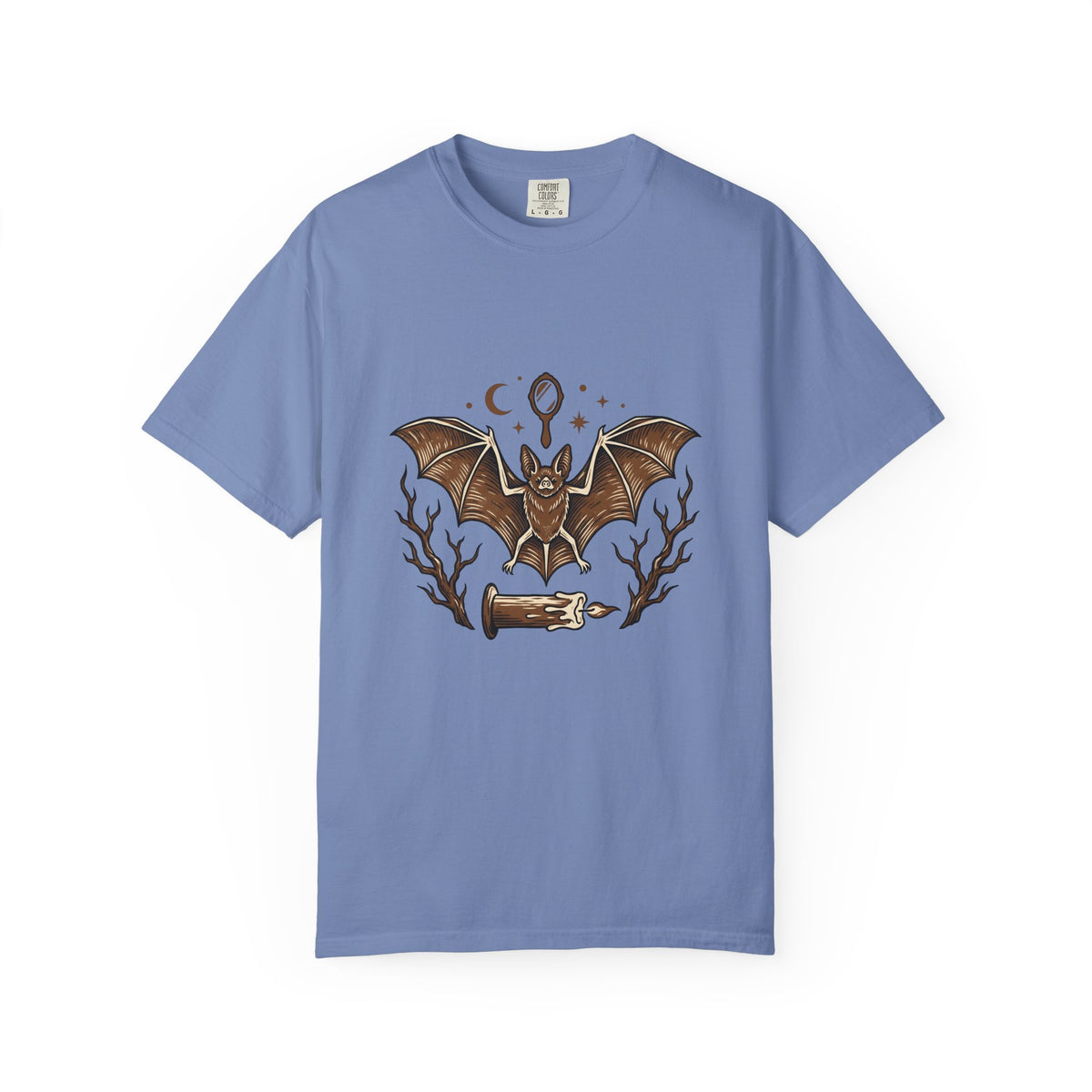 Bat Drawing T-Shirt Boho Chic Magic Gift Women Creepy T-Shirt Bat T-Shirt Bohemian Fan Spooky T-Shirt Mystical Graphic Sketch Taper Candle T-Shirt