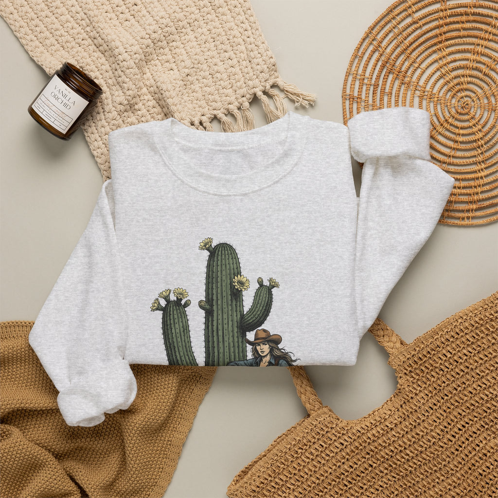 Cowgirl Cactus Cowgirl Ranch Gift Western Prickly Pear Cowboy Fan Rodeo Farm Vintage Saddle Sweatshirt