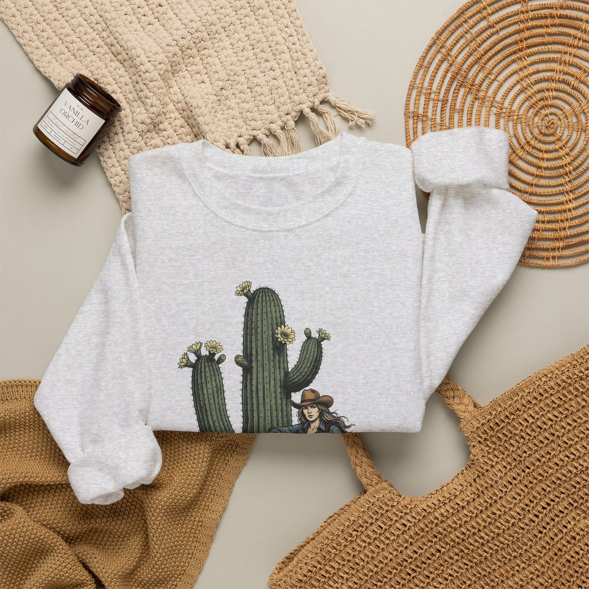 Cowgirl Cactus Cowgirl Ranch Gift Western Prickly Pear Cowboy Fan Rodeo Farm Vintage Saddle Sweatshirt