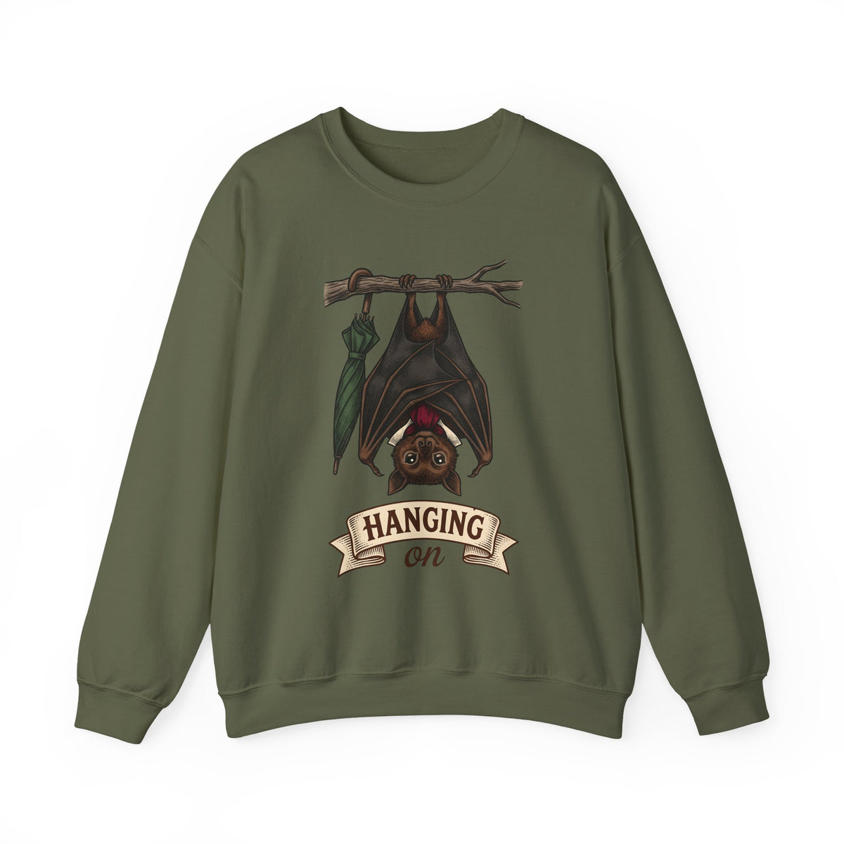 Bat Clipart Sweatshirt Funny Creature Gift Women Doodle Sweatshirt Bat Sweatshirt Humor Fan Cartoon Sweatshirt Beast Graphic Classic Parasol Sweatshirt
