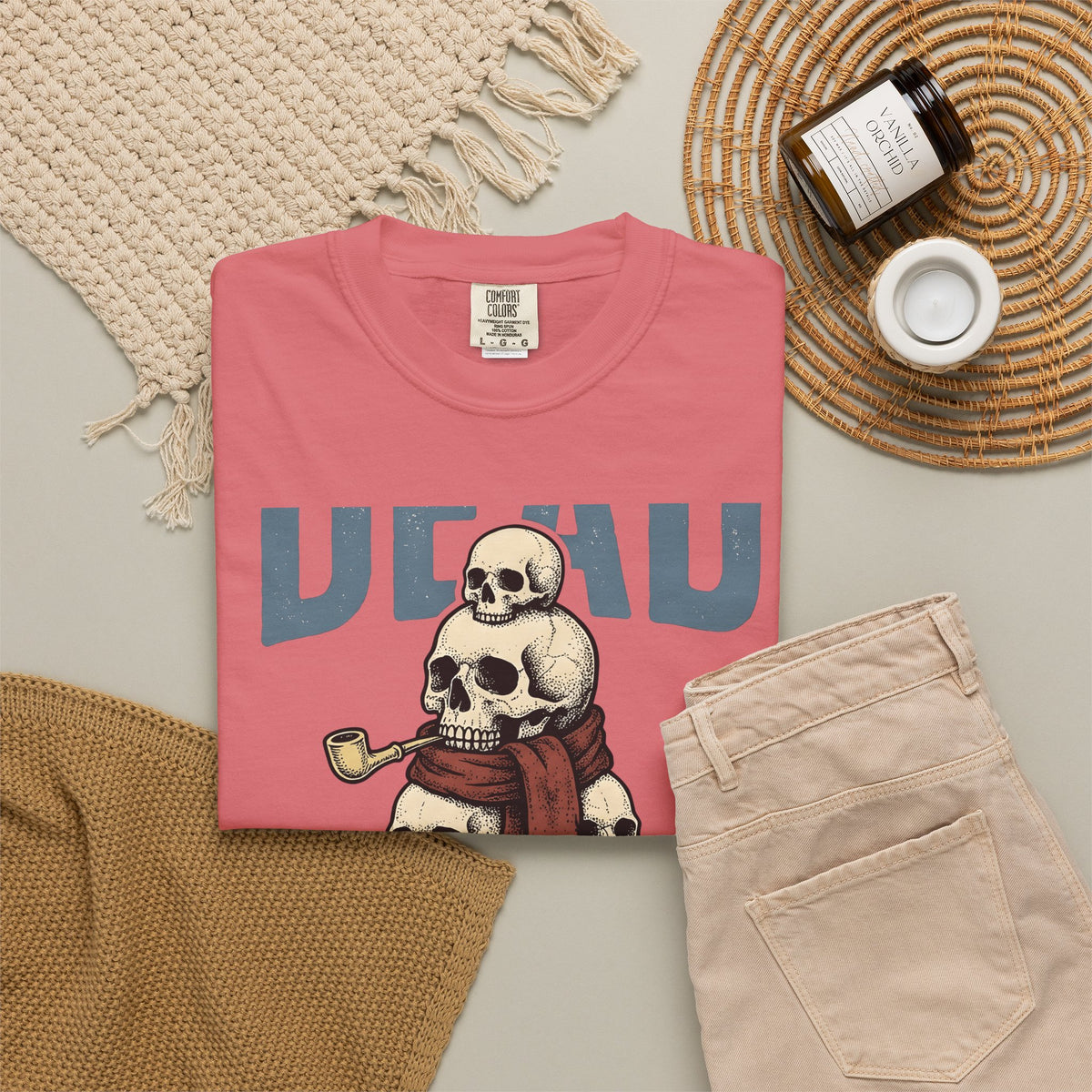 Skull Tower T-Shirt Christmas Seasonal Gift Women Hand Sketched T-Shirt Skull T-Shirt Xmas Fan Holiday T-Shirt Festive Graphic Line Art Bandana