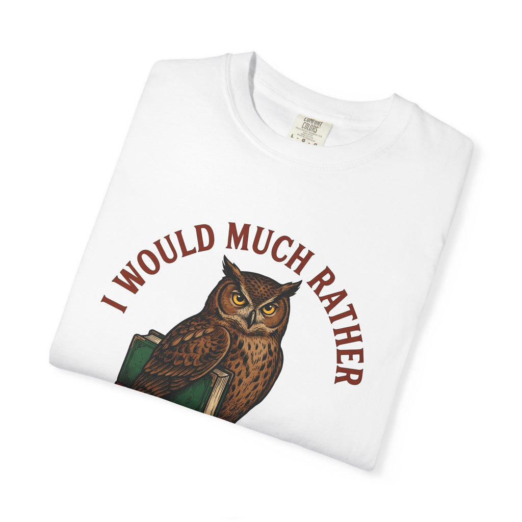 Owl Books T-Shirt Book Animal Gift Women Vintage T-Shirt Bookish T-Shirt Bibliophile Enthusiast Retro T-Shirt Wildlife Graphic Hand Drawn Animal