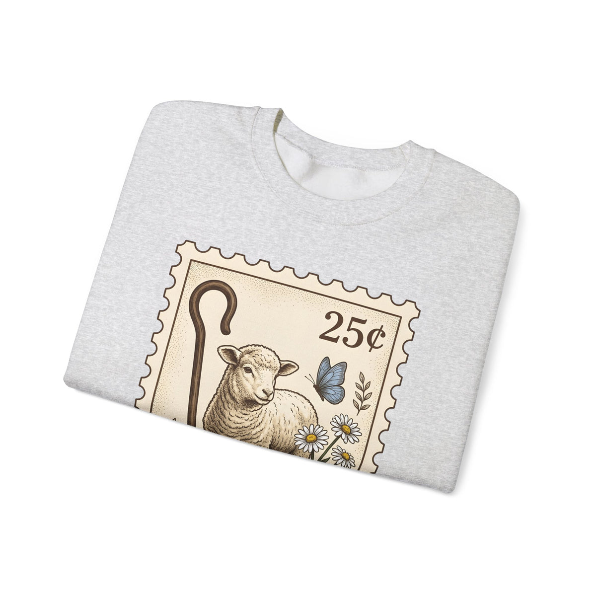 Lamb Drawing Sweatshirt Easter Farmland Gift Women Rustic Sweatshirt Sheep Sweatshirt Spring Fan Country Sweatshirt Farm Graphic Doodle Field Flowers Sweatshirt
