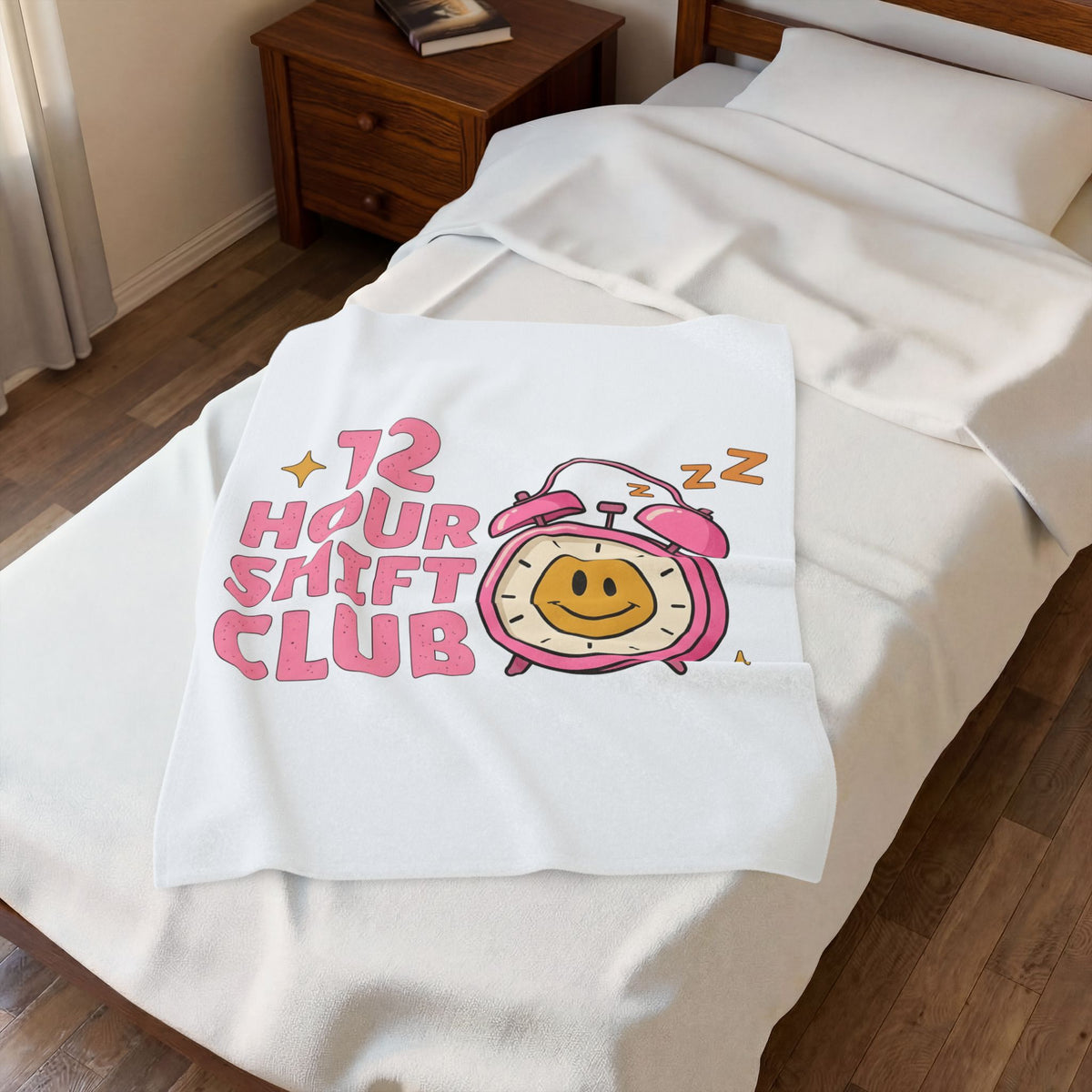 Happy Face Clock Blanket Nurses Job Gift Women Comic Blanket Smiley Blanket Nurse Enthusiast Cartoon Blanket Occupation Graphic Vintage Sparkle