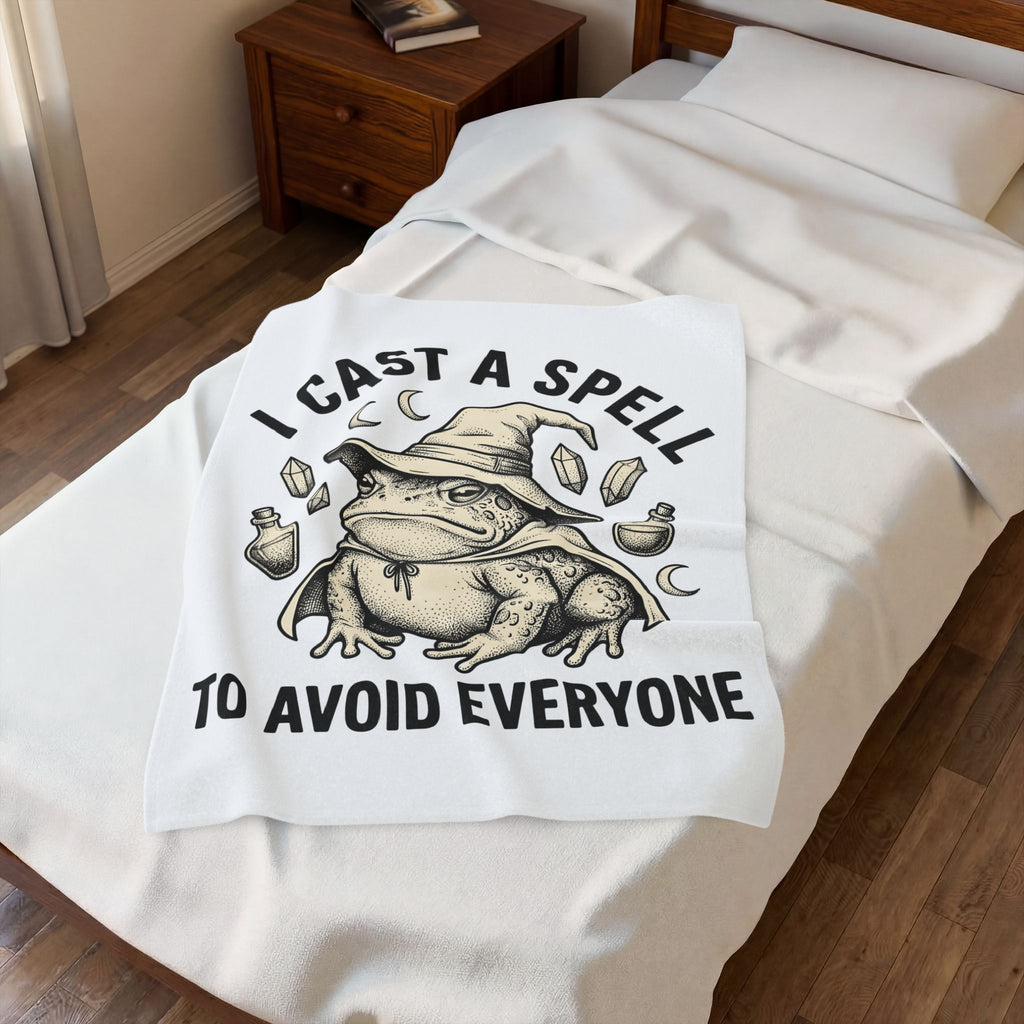 Warlock Toad Blanket Funny Magick Gift Women Old School Blanket Toadstool Blanket Humor Fan Retro Blanket Occult Graphic Outline Flask Blanket
