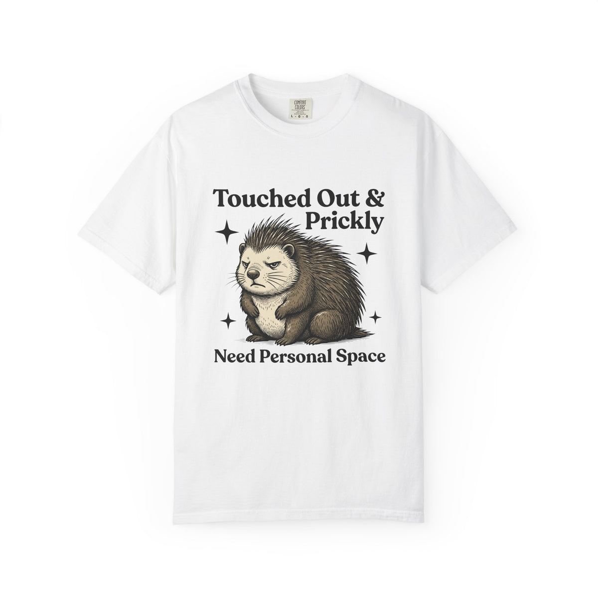 Grumpy Porcupine T-Shirt Moms Humor Gift Women Hand Drawn T-Shirt Quillpig T-Shirt Motherhood Fan Illustrated Graphic T-Shirt Vintage Stars T-Shirt