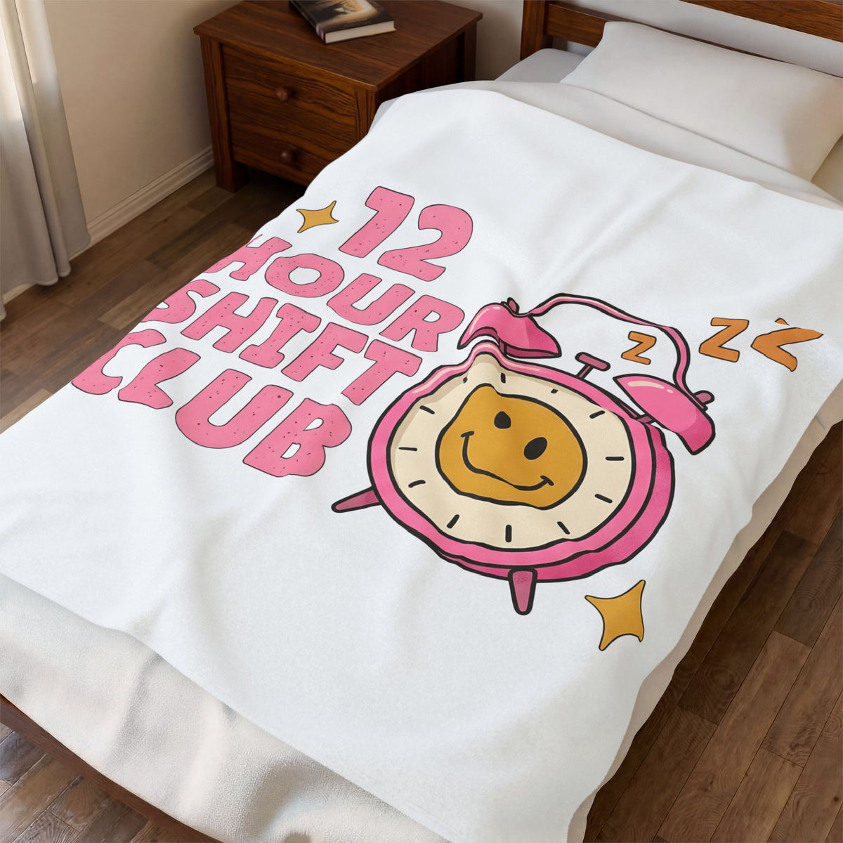 Happy Face Clock Blanket Nurses Job Gift Women Comic Blanket Smiley Blanket Nurse Enthusiast Cartoon Blanket Occupation Graphic Vintage Sparkle