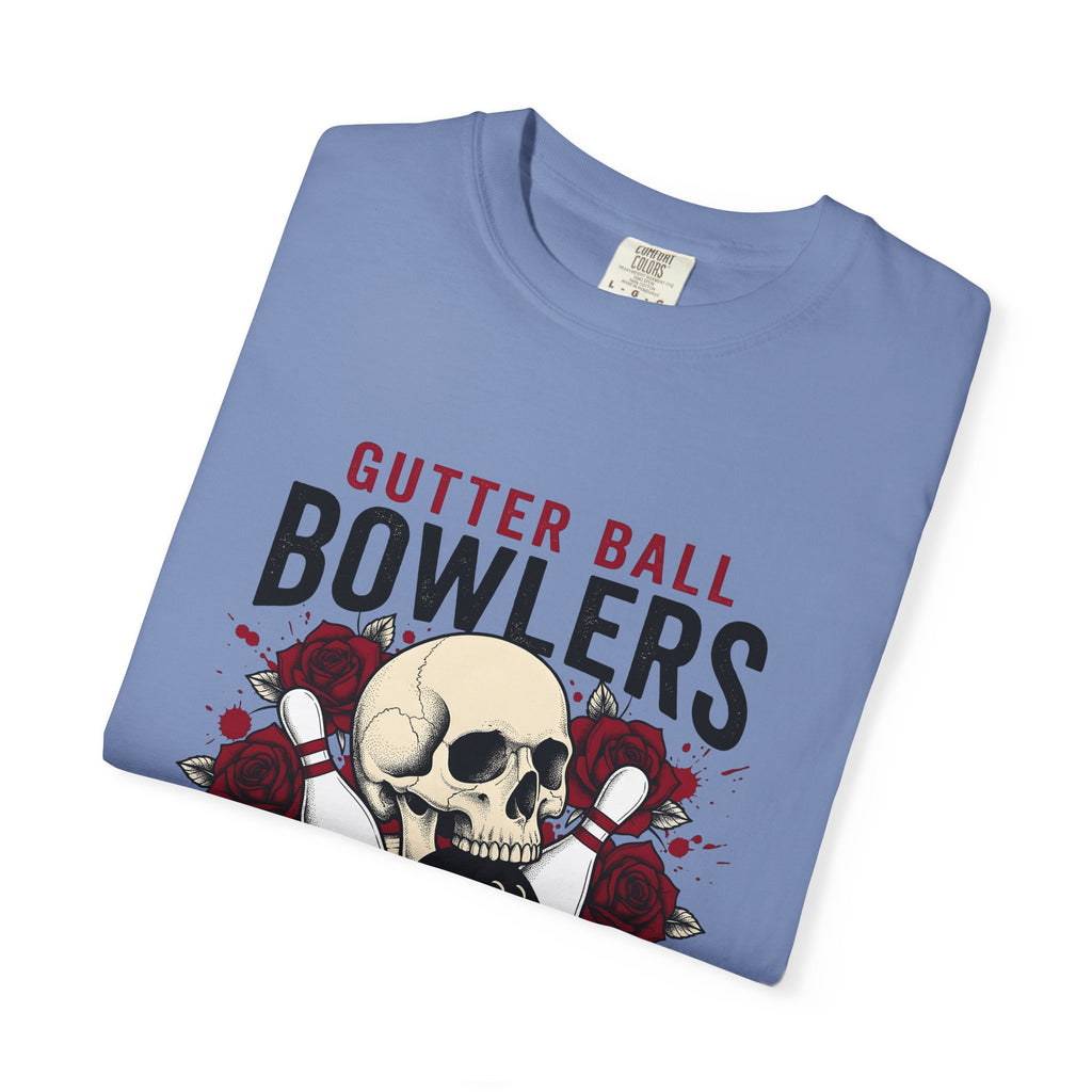 Skull Bowling Pins T-Shirt Bowling Humor Gift Women Tattoo T-Shirt Bowling Pin T-Shirt Bowling Fan Traditional T-Shirt Funny Graphic Vintage Roses