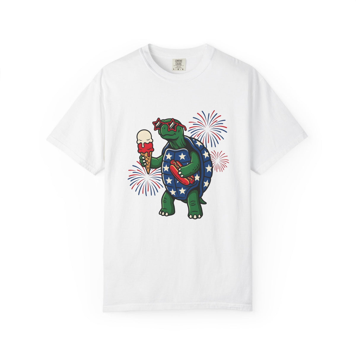 Usa Turtle T-Shirt 4th Of July Vacation Gift Women Fun T-Shirt Terrapin T-Shirt Independence Day Fan Retro T-Shirt Holiday Graphic Old School