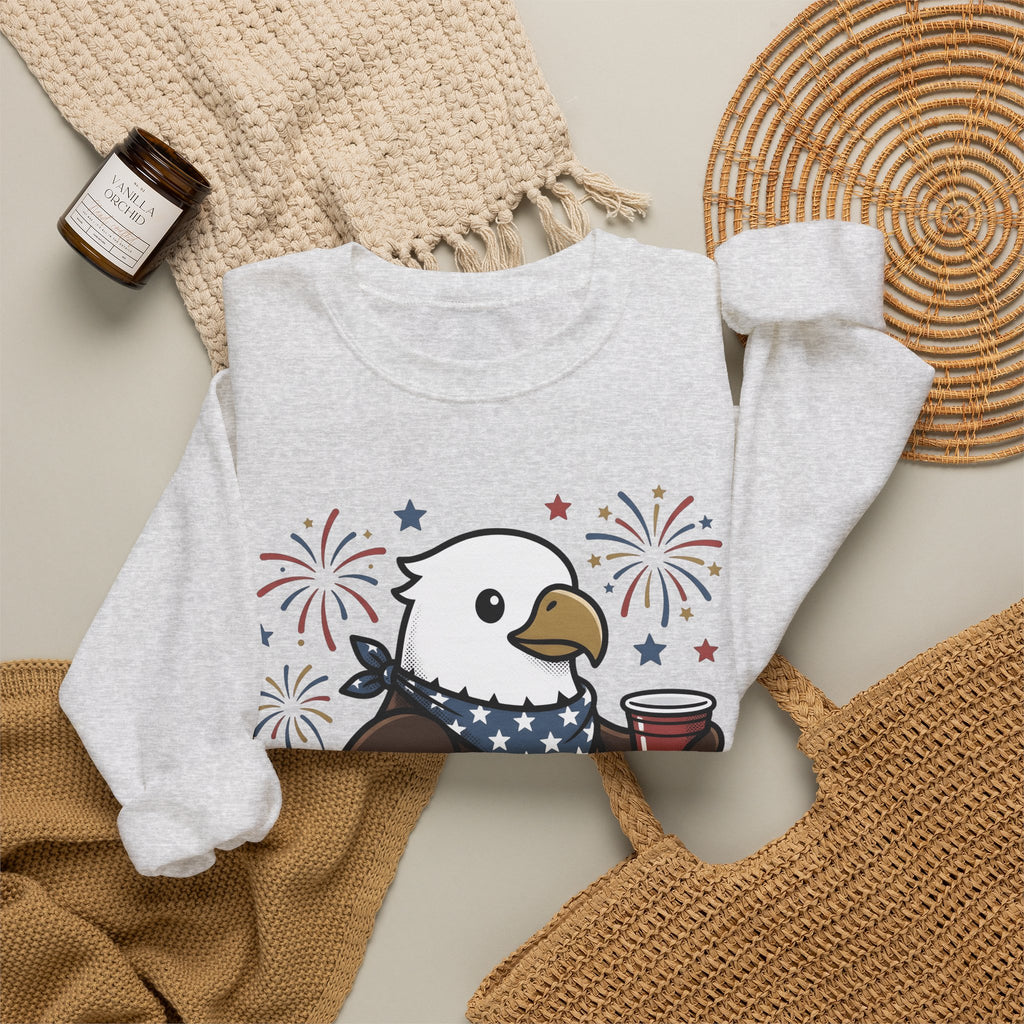 Bald Eagle Sweatshirt 4th Of July Usa Gift Women Comic Sweatshirt Eagle Sweatshirt Independence Day Fan Cartoon Sweatshirt American Graphic Vintage Fireworks