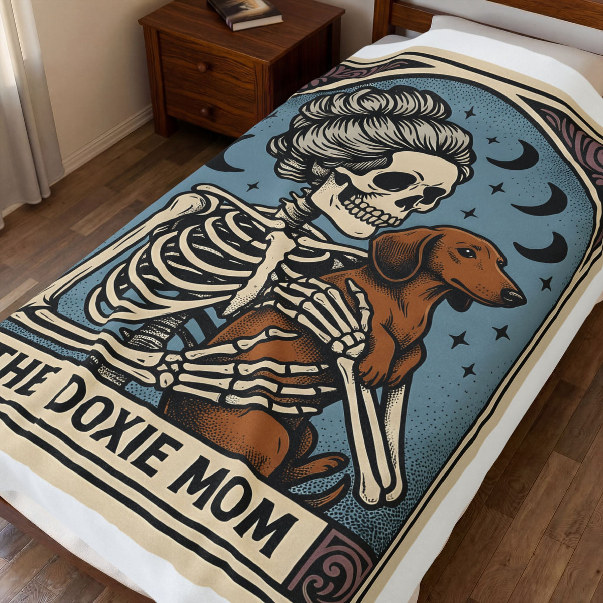 Skeleton Dog Blanket Halloween Pet Gift Women Dark Blanket Dog Blanket Horror Fan Gothic Blanket Animal Graphic Retro Moon Blanket