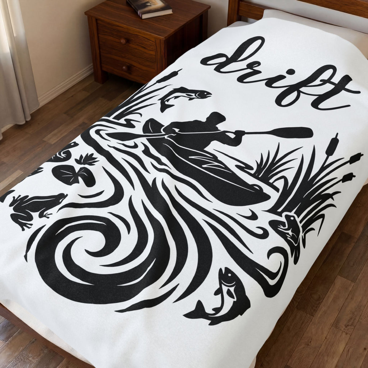Kayak Silhouette Blanket Sports Outdoors Gift Women Nature Graphic Blanket Canoe