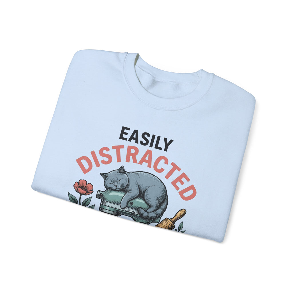 Cat Blender Sweatshirt Cat Dessert Gift Women Retro Sweatshirt Blender Sweatshirt Cat Fan Vintage Sweatshirt Pastry Graphic Sketch Blossoms Sweatshirt