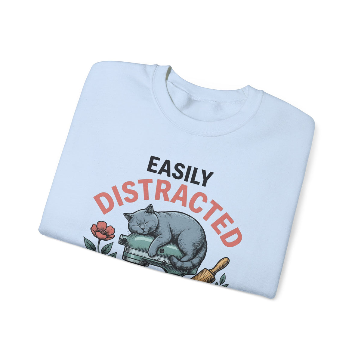 Cat Blender Sweatshirt Cat Dessert Gift Women Retro Sweatshirt Blender Sweatshirt Cat Fan Vintage Sweatshirt Pastry Graphic Sketch Blossoms Sweatshirt