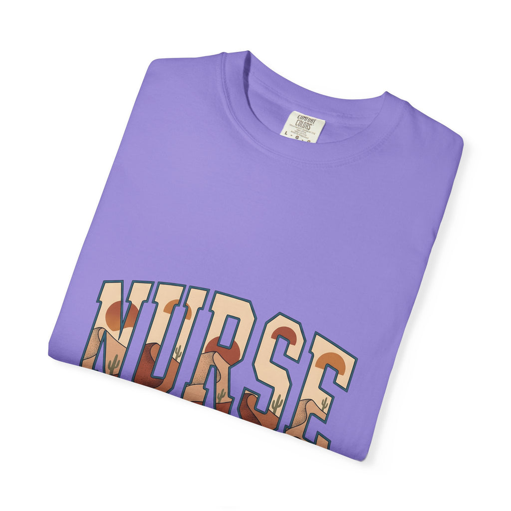 Desert Landscape Text T-Shirt Nurse Western Gift Women Boho T-Shirt Desert Text T-Shirt Rn Fan Hippie T-Shirt Cowboy Graphic Retro Cactus T-Shirt