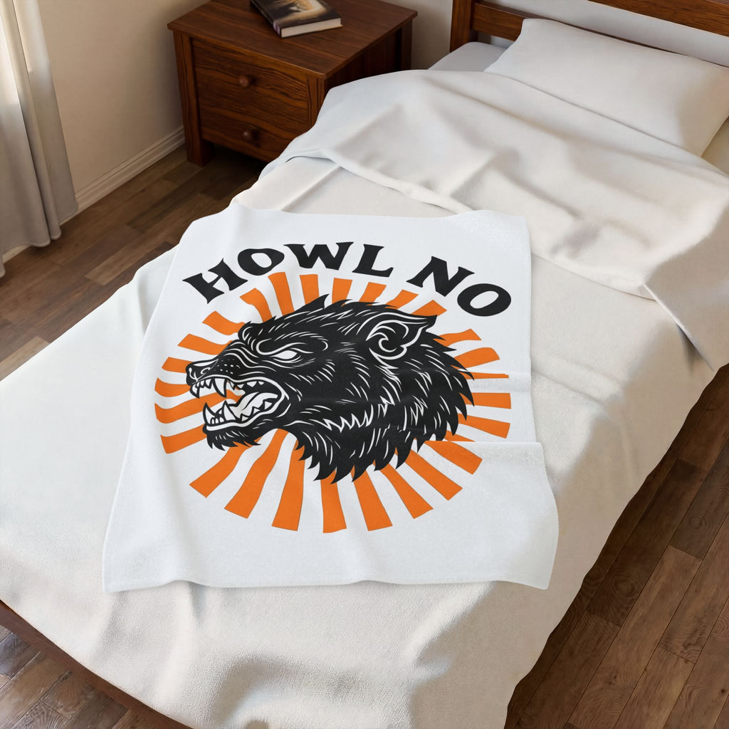 Wolf Face Halloween Scary Gift Werewolf Horror Fan Creepy Retro Sunburst Blanket