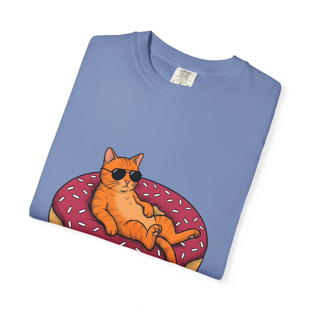 Feline Donut T-Shirt Cat Cuisine Gift Women Animated T-Shirt Cat T-Shirt Cat Fan Kitty T-Shirt Food Graphic Classic Glasses T-Shirt