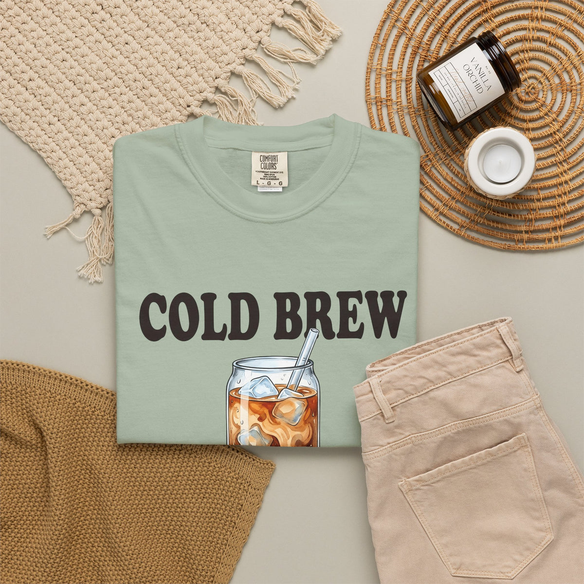 Cold Brew T-Shirt Coffee Gourmet Gift Women Hand Painted T-Shirt Cold Brew Coffee T-Shirt Coffee Fan Hand Drawn T-Shirt Gourmet Design Retro Coffee