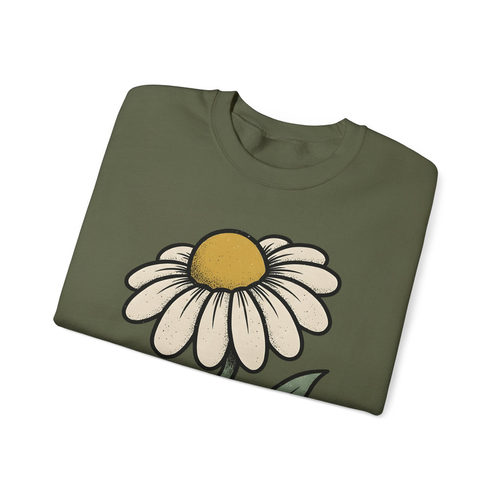 Daisy Petal Sweatshirt Floral Nature Gift Women Cartoon Sweatshirt Flower Sweatshirt Botanical Fan Comic Sweatshirt Outdoor Graphic Silhouette Sprig Sweatshirt