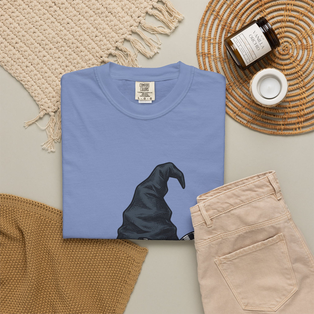 Witch Hat T-Shirt Halloween Sorcery Gift Women Cartoon T-Shirt Wizard Hat T-Shirt Halloween Fan Comic T-Shirt Magic Graphic Silhouette Gingham Bow