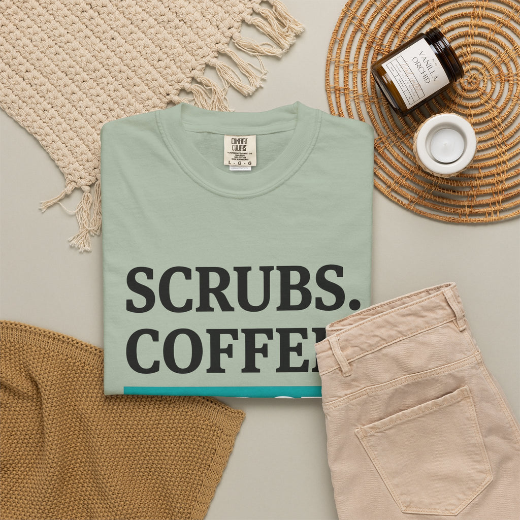 Coffee Cup T-Shirt Nurse Humor Gift Women Modern T-Shirt T-Shirt T-Shirt Rn Fan Contemporary T-Shirt Funny Graphic Minimalist Teal Highlight T-Shirt