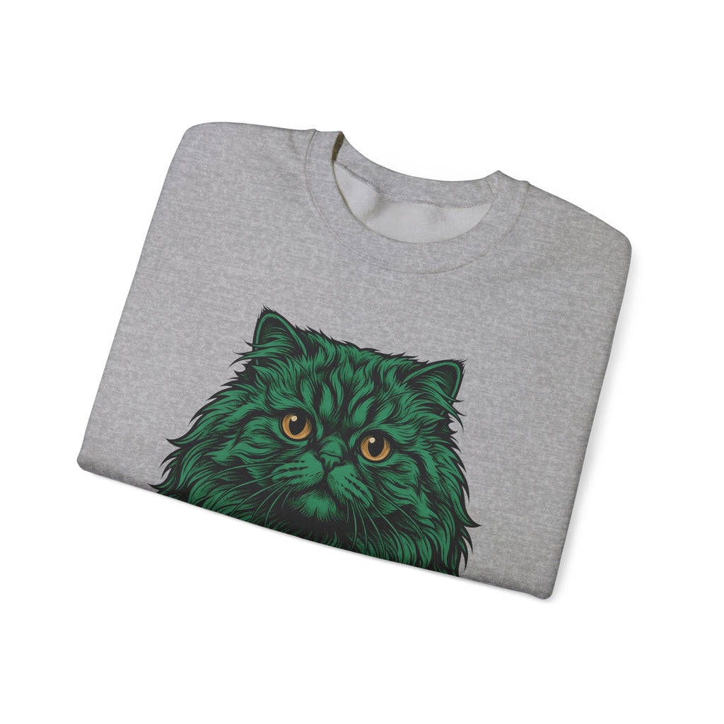 Long Hair Cat Sweatshirt Cat Gift Women Creatures Gift Women Modern Art Sweatshirt Cat Sweatshirt Cat Fan Feline Sweatshirt Beast Graphic Hand Drawn Yellow